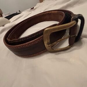 Cole Hann leather belt brass buckle 41”